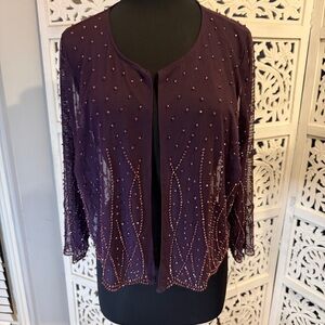 NWT Patra Deep Purple Beaded Jacket Sz 14W